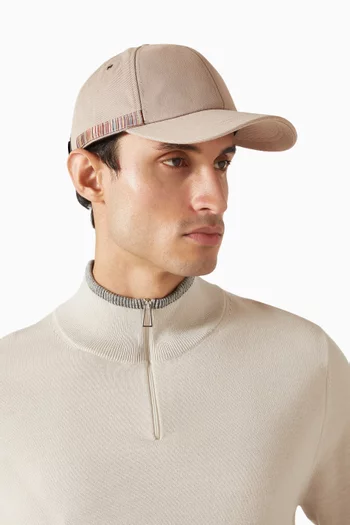 ‘Signature Stripe’ Trim Baseball Cap in Cotton