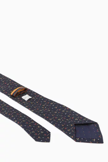 Floral-print Tie in Silk