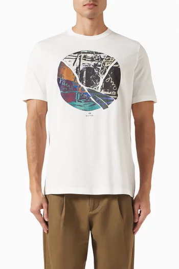 Broken Record Print T-shirt in Cotton