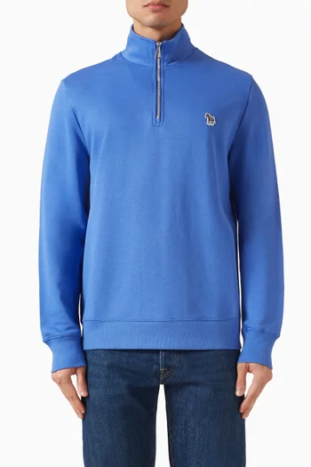 Half-zip Zebra Logo Sweatshirt in Cotton