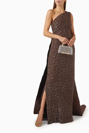 One-shoulder Embellished Gown