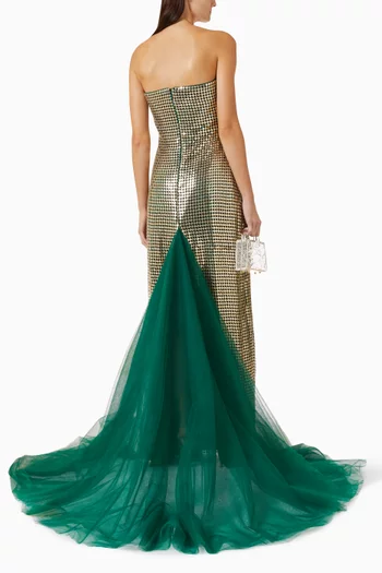 Embellished Tulle Train Gown