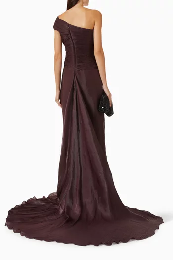 One-shoulder Gathered Gown