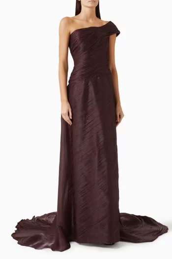 One-shoulder Gathered Gown