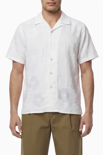 Zine Floral Fil Coupé Shirt in Viscose & Linen