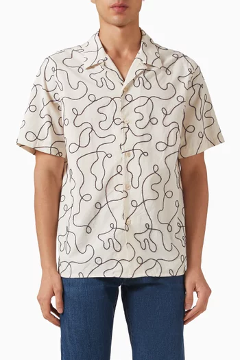 Scribble Embroidery Shirt in Cotton-blend