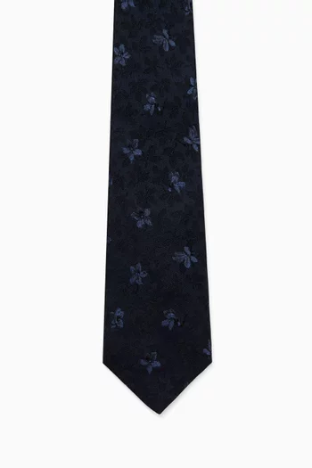 Floral-print Tie in Silk