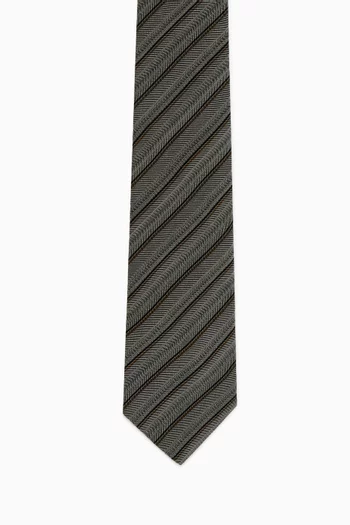 Diagonal-print Tie in Silk