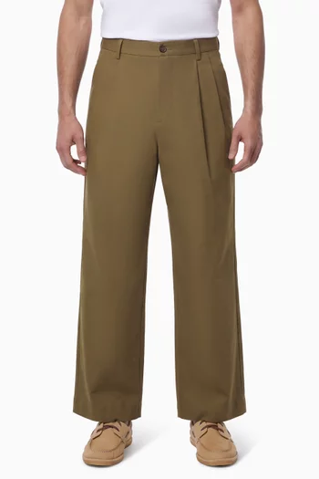 Relaxed-fit Pleated Pants in Cotton Twill
