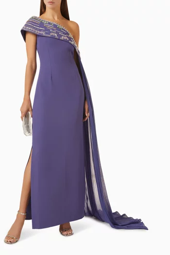 Embellished Asymmetrical Maxi Dress