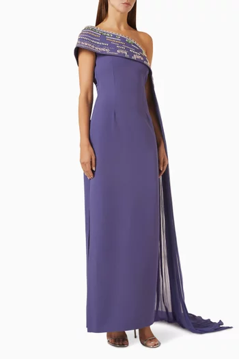 Embellished Asymmetrical Maxi Dress
