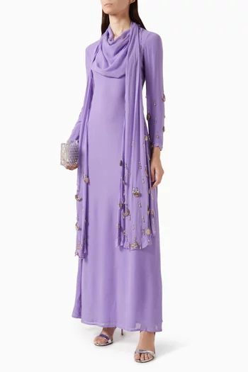 Embellished Scarf Maxi Dress