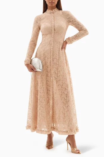 Embroidered-leaf Dress