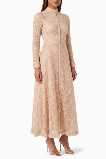 Embroidered-leaf Dress