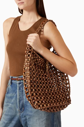 Le 5 À 7 Large Bag in Wood Beads