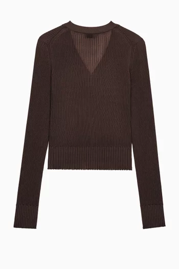 Cassandre Ribbed Knit Cardigan in Viscose