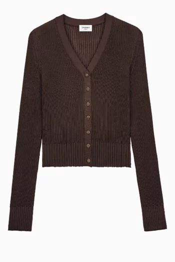 Cassandre Ribbed Knit Cardigan in Viscose