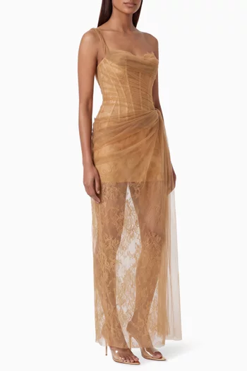 فستان مارا بكتف مكشوف دانتيل
