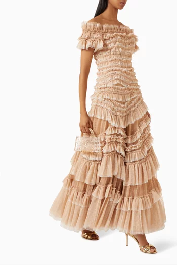 Wild Rose Off-shoulder Gown in Tulle