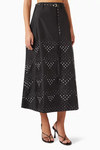 Midnight Spark Midi Skirt in Taffeta