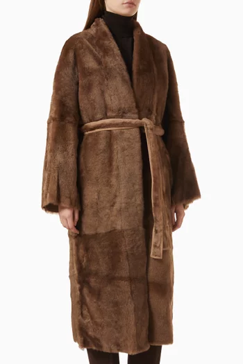 Davos Robe Coat in Lambskin Shearling