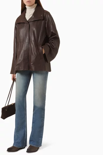 Lowen Funnelneck Jacket in Leather