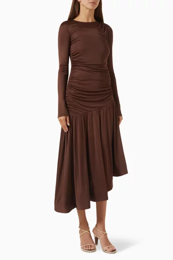 Lionelle Ruched Jersey Midi Dress