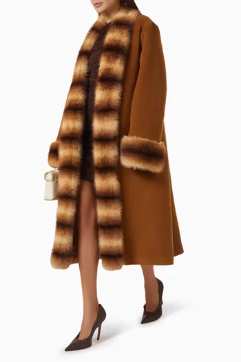 Anouk Yve Faux Fur Coat in Wool Blend
