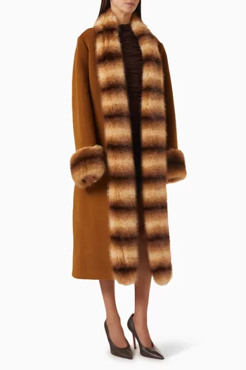 Anouk Yve Faux Fur Coat in Wool Blend