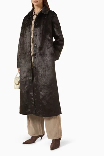 Phoebe Long Coat in Faux Fur