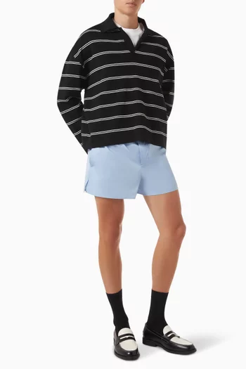 Striped Knit Polo Shirt in Cotton