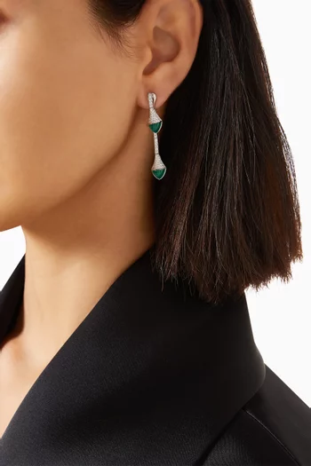 Cleo Agate & Diamond Drop Earrings in 18kt White Gold
