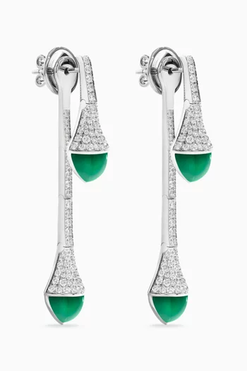Cleo Agate & Diamond Drop Earrings in 18kt White Gold