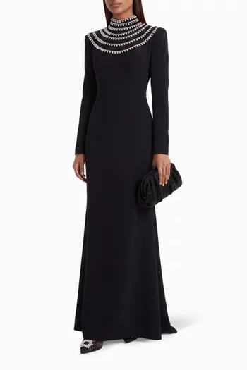 Crystal-embellished Gown in Crepe