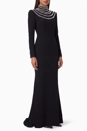 Crystal-embellished Gown in Crepe