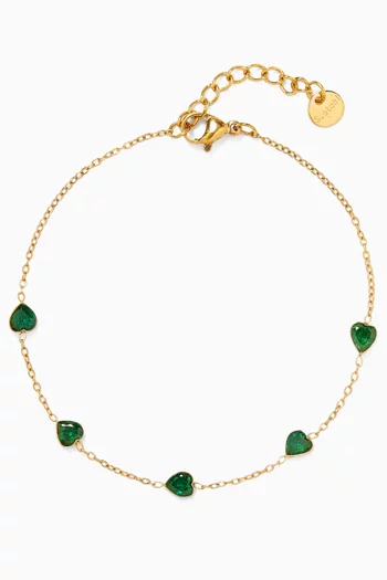 Bezel Heart Bracelet in 18kt Gold-plated Metal