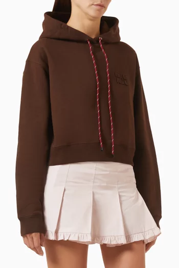 Logo Cropped Hoodie in Cotton-fleece