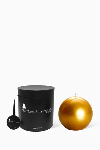 Gold Lacquered Ball Candle, 100mm Diameter