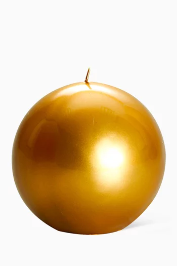 Gold Lacquered Ball Candle, 100mm Diameter