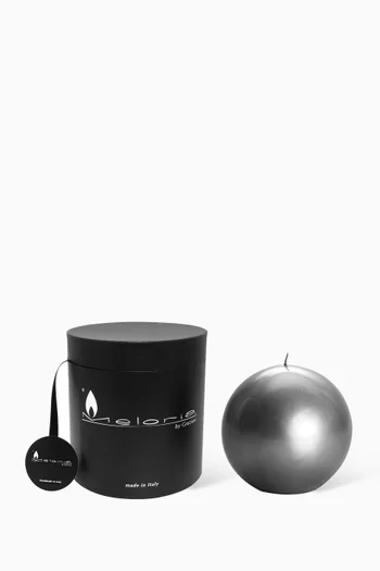 Silver Lacquered Ball Candle, 100mm Diameter