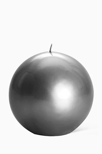 Silver Lacquered Ball Candle, 100mm Diameter