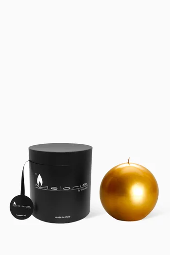 Gold Lacquered Ball Candle, 120mm Diameter