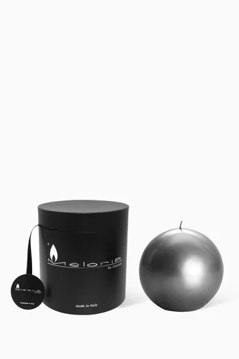 Silver Lacquered Ball Candle, 120mm Diameter