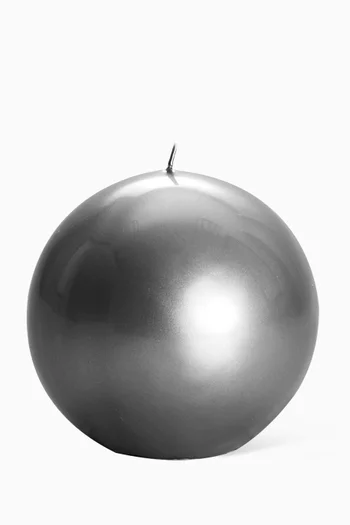 Silver Lacquered Ball Candle, 120mm Diameter