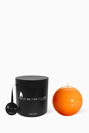 Orange Lacquered Ball Candle, 150mm Diameter