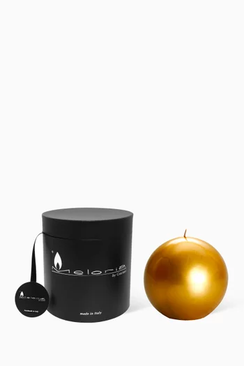 Gold Lacquered Ball Candle, 150mm Diameter