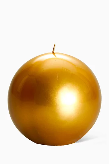 Gold Lacquered Ball Candle, 150mm Diameter