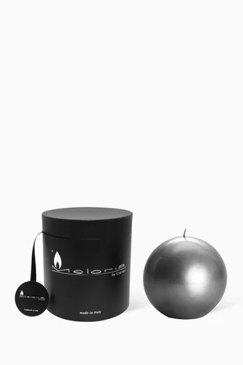 Silver Lacquered Ball Candle, 150mm Diameter