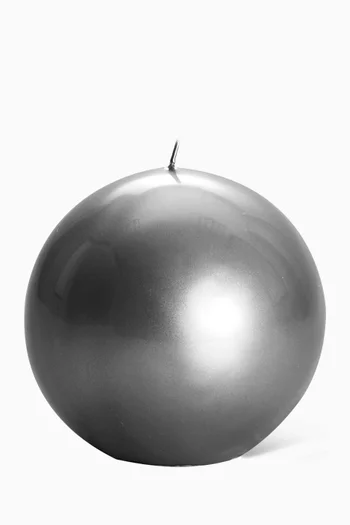 Silver Lacquered Ball Candle, 150mm Diameter