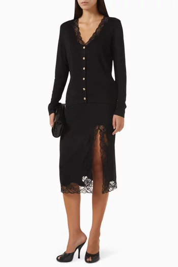 Lace-Trim Cardigan in Viscose-knit